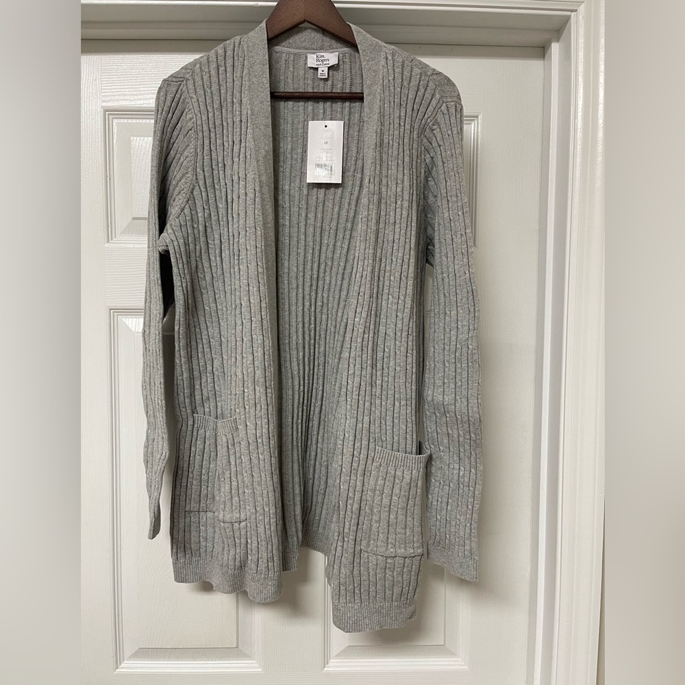 Kim Rogers Light Gray Cable Cardigan Medium